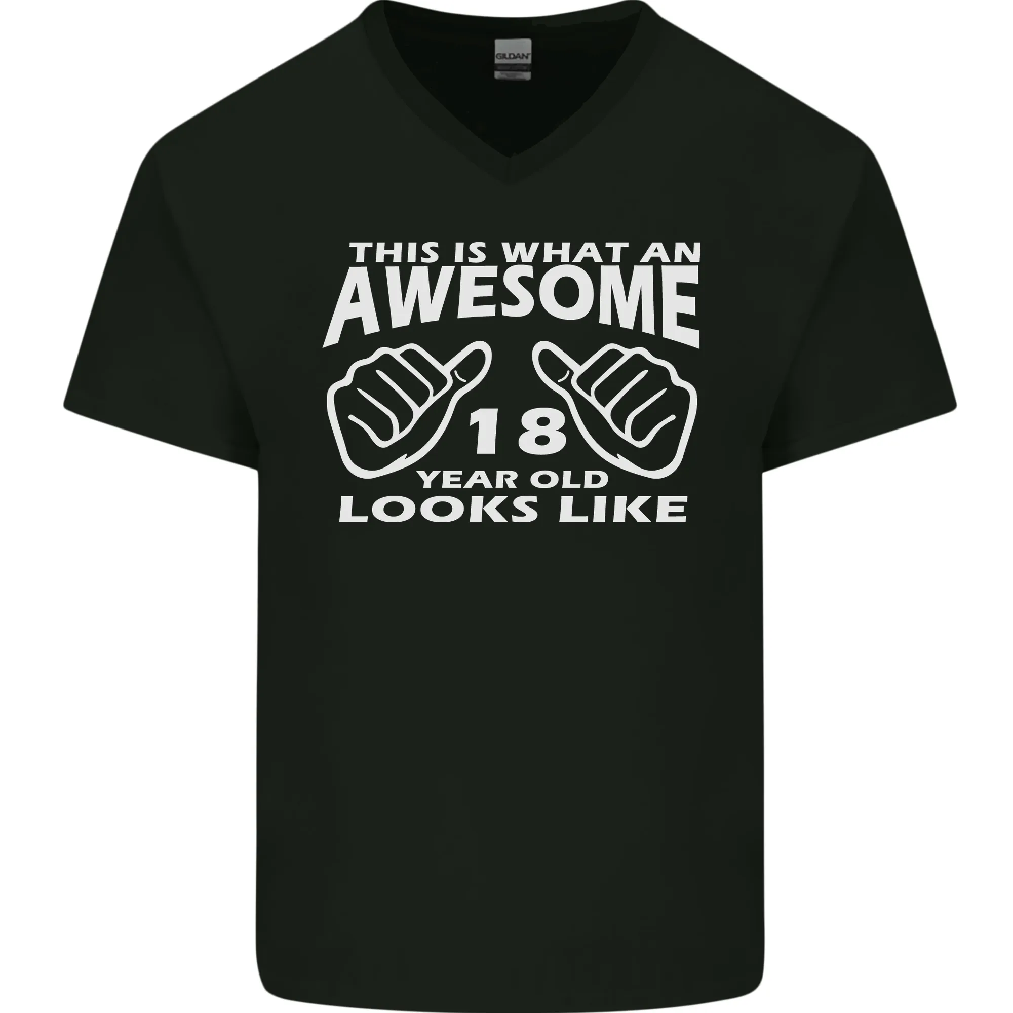 18th Birthday 18 Year Old This Is What Mens V-Neck Cotton T-Shirt