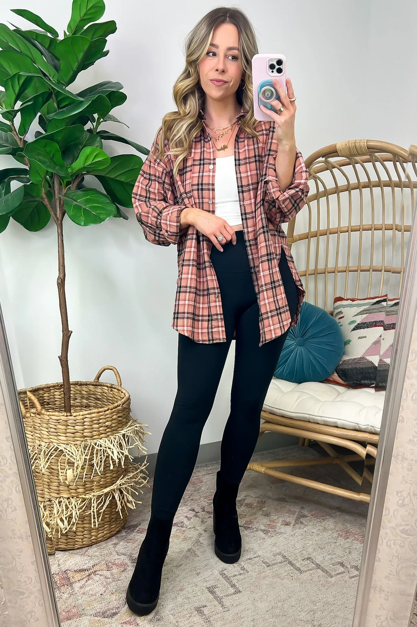 Morgan Plaid Button Down Relaxed Top - FINAL SALE