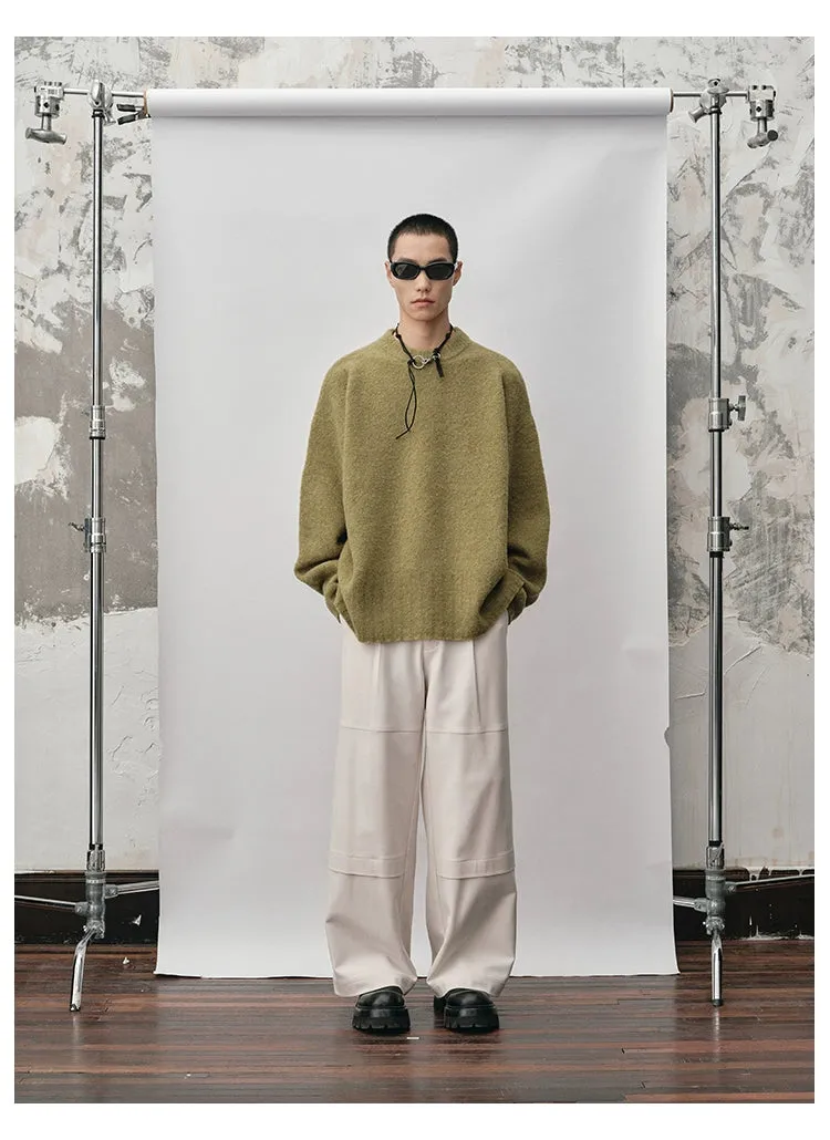 Straight-Cut Oversized Crew Neck Sweater
