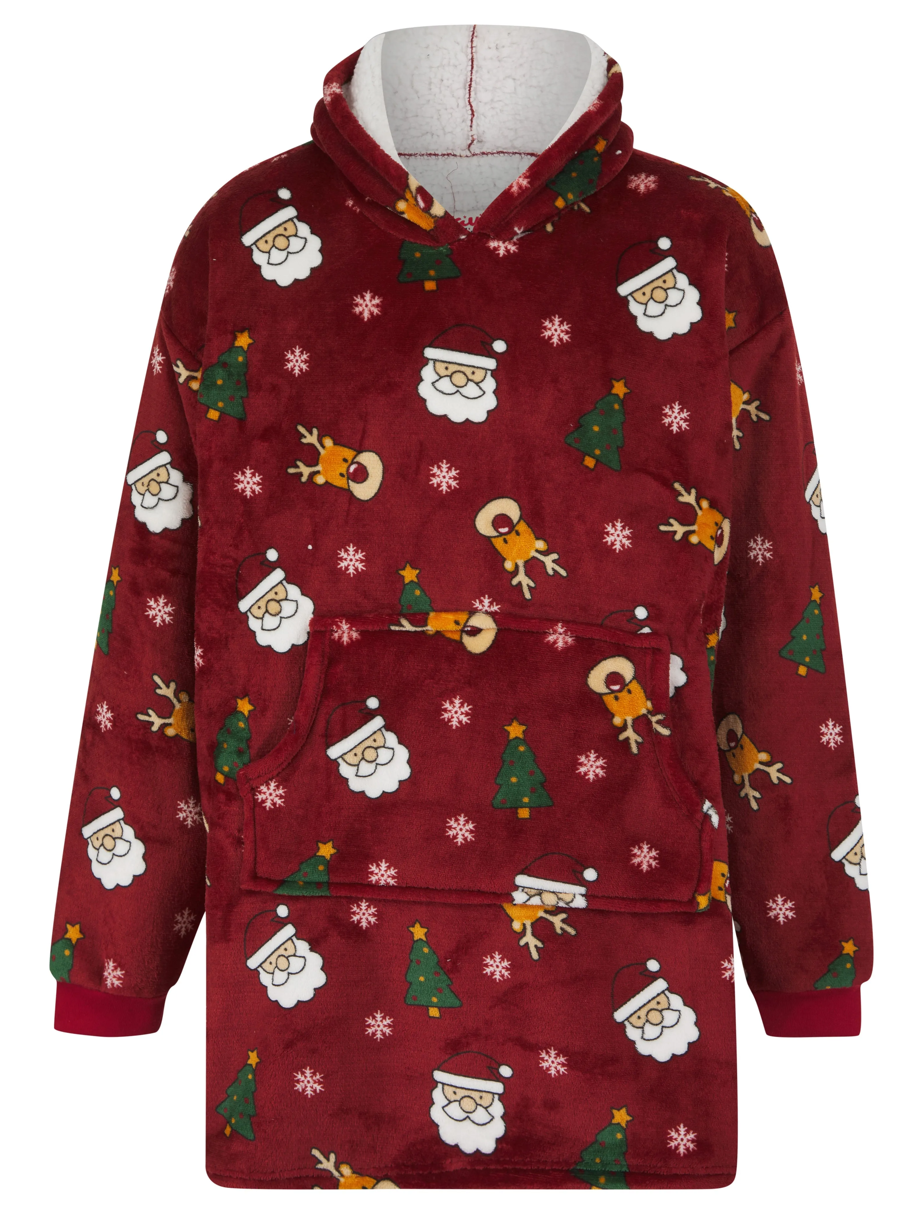 WINE PRINTED OVERSIZED XMAS SNUGGLE HOODIE